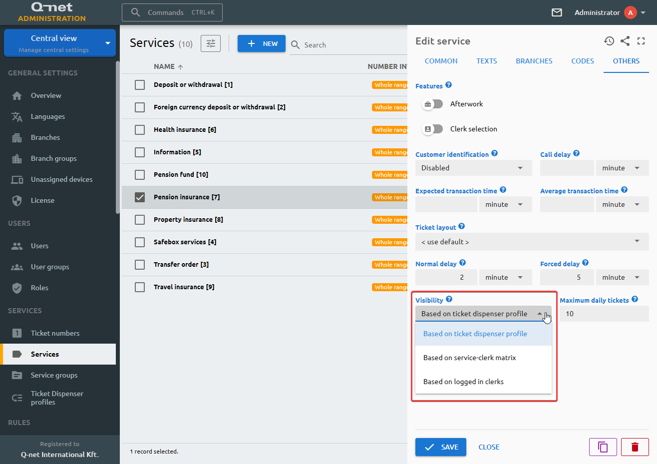 Service visibility